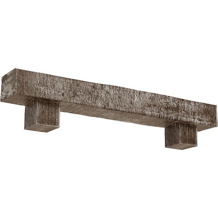 Ekena Millwork Kit w/ Alamo Corbels, Vintage Mahogany, 6"H x 8"D x 72"W Rough Cedar Faux Wood Fireplace ManteL MANURC06X08X72AOVM